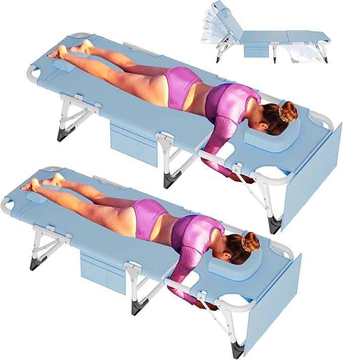 ABORON Oversized Folding Sun Tanning Chair, 3 in 1 Heavy Duty Chaise Lounge Chairs, with Mat/Pillow/Face Arm Holes, Work for Beach Pool/Lawn Yard/Patio