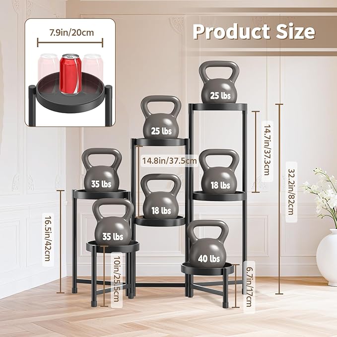 LASZOLA 7 Tiered Folding Tall Plant Stand Indoor for Multiple Large Planter, Heavy Duty Metal Adjustable Flower Rack for Narrow Corner, Sturdy Vertical Spiral Shelving Holder for Modern House, Black