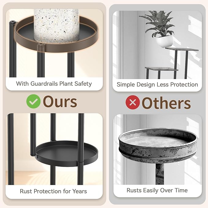 LASZOLA Black 6 Tier Plant Stand Indoor Heavy Duty Metal Planter Flower Holder Rack, Multi Modern Narrow Organizer, Floor Vertical Tower, Spiral Sturdy Decorate for House Bathroom Office Living Room
