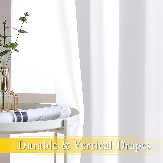 NICETOWN White Sliding Door Curtain for Bedroom, Grommet Thermal Insulated Extra Wide Solid Blackout Window Curtain & Drape for Patio Door/Living Room (1 Panel, Pure White, W80 x L90)