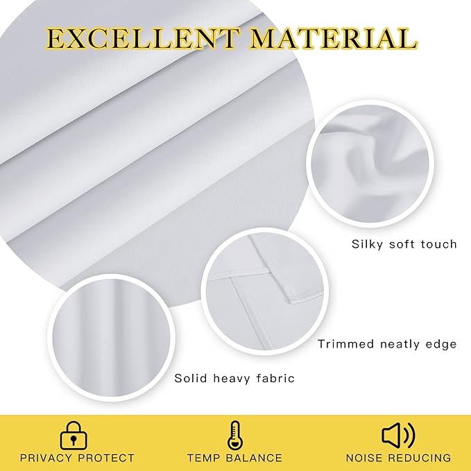 NICETOWN Room Darkening Curtain for Living Room - Easy Care Solid Energy Saving Grommet Room Darkening Curtain/Panel/Drape for Bedroom (1 Panel, 52 by 72, Greyish White)