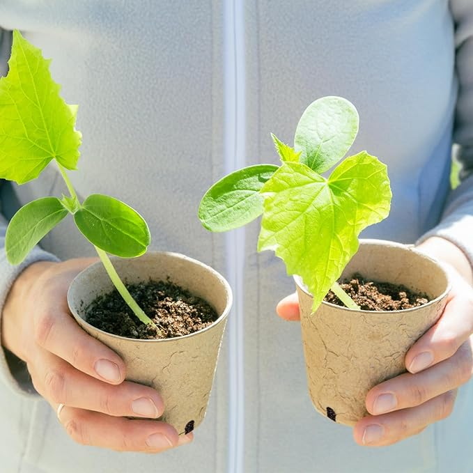 Dalzom® 60Pcs 4” Peat Pots with 60Pcs Plant Labels, Biodegradable Pots for Seedlings with Drainage Holes, Garden Plant Nursery Pots Seed Starting Trays