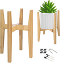OERGKE Adjustable Plant Stand Indoor, Bamboo Mid Century Modern Plants Stands, Corner Flower Holder for Living Room, Fits 8 to 12 Inches Pots, (Pot & Plant Not Included)(Nature, 1 Pack)