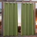 NICOLE MILLER NEW YORK Canvas Indoor/Outdoor Grommet Top Curtain Panel Pair, 54"x96", Green Apple