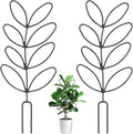 2 Pcs Plant Trellis Indoor, Plant Support for Climbing, 12 Inch Small Plant Stakes for Indoor Plants, Trellis for Climbing Plants Garden Potted (Leaf Shape Black)