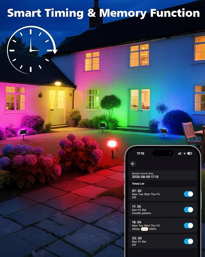 T-SUN Christmas LED Flood Light, 30W RGBCW Dimmable Outdoor Smart Lights, Color Changing LED Light with Remote & APP Control Waterproof Up Lights, Music Sync Stage Spot Light for House, Party (4 Pack)