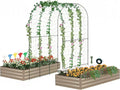 DTIG Galvanized Raised Garden Bed with Trellis, 6×3×1 FT 2 Pack Outdoor Garden Bed, Upgraded 4×3 Support, Brown