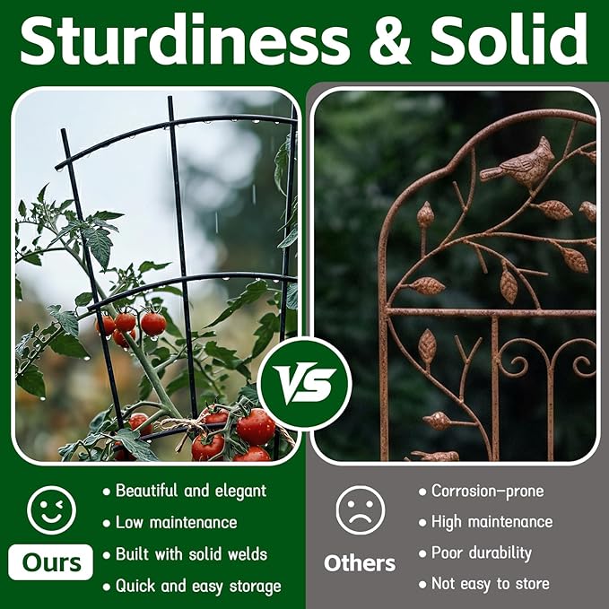 4 Pack 43'' Indoor Plant Trellis for Potted Plants Climbing Outdoor Metal Garden Trellis Houseplants Flowers Vine Ivy,Fan Shape, Black