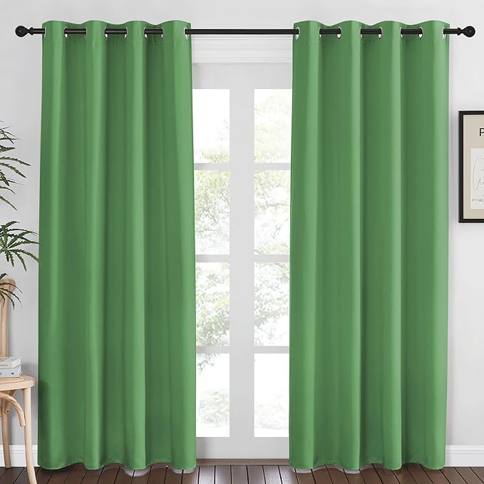 NICETOWN Blackout Curtains 84 Inch Length, Thermal Insulated Room Darkening Drapes Grommet Window Covering for Living Room Bedroom (W52 x L84 Inch, 1 Panel, Froest Green)
