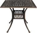 VINGLI Patio Dining Table with Umbrella Hole, Cast Aluminum Outdoor Bistro Furniture for Garden (35.4" Lx35.4 Wx29.5 H)