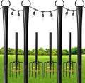 4 Pack String Light Poles for Outdoor,Metal Light Hanging Pole Outside with Fork,Light Stand for Patio, Pergola, Garden, Backyard, Yard, Camping Party (4 Pack)
