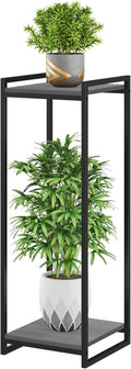 2-Tier Plant Stand Indoor, 34" Tall Modern Plant Shelf Corner Flower Pot Holder Organizer for Living Room Balcony Garden, Oak Grey