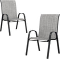 UDPATIO Patio Chairs Set of 2, Stackable Outdoor Dining Chairs with High Back, Breathable Textilene Fabric Outdoor Chair All Weather, 350LBS Capacity for Garden, Backyard (Light Grey)