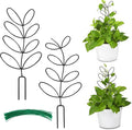 AUGSUN 2 Packs Indoor Plant Trellis Garden Trellis for Climbing Plants, 12 Inch Metal Leaf Shape Small Trelli for Potted Plants Plant Support for Houseplant with 50 Ties