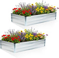 DUMOS Raised Garden Bed Outdoor, 2 Pcs 6x3x1ft Planter Box Outdoor for Deep-Rooted Herbs/Flowers/Vegetables, Large Metal Garden Bed for Patio, Balcony and Backyard, Silver