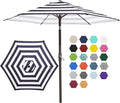 JEAREY 7.5FT Patio Umbrella Outdoor Market Umbrella with 6 Sturdy Ribs, Push Button Tilt/Crank Table Umbrella for Garden, Deck, Backyard and Pool, Black & White Stripe