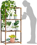 New England 4-Tier Wooden Plant Stand for Indoor/Outdoor Use, Perfect for Living Room, Patio, or Balcony - Supports Multiple Plants, Ideal Gift for Plant Lovers