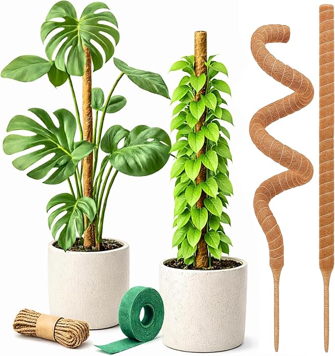 Moss Pole Monstera Plant Support – 2 Pack 28” Bendable Moss Pole Monstera Plant Support, Plant Stakes for Indoor Plants, Tall Plant Sticks Support for Climbing Plants