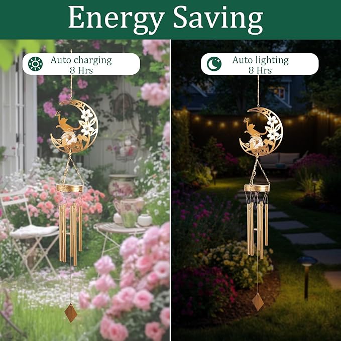 Moon Cat Wind Chime Outdoor 3-Chord, Handmade Metal Garden Wind Chimes with Cat Charms, Melodic Weatherproof Wind Bell for Patio Porch Decor, Unique Gift for Cat Lovers (Silver)