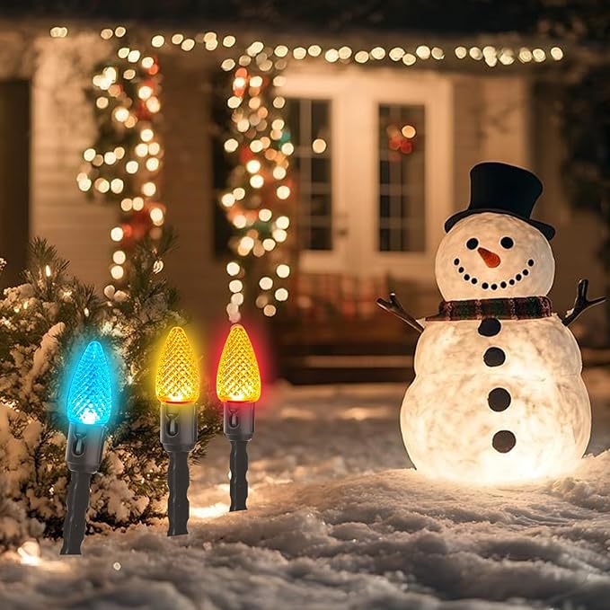 60 Pcs 5 Inch Christmas Light Stakes Universal Yard Lawn Holiday Light Stakes for C7 C9 String Lights Holders on Yards, Pathways (Black)