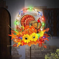 Solar Thanksgiving Turkey Outdoor Decor with Multi-Colorful Lights,Fall Yard Sign Garden Stake for Pathway,Patio or Farmhouse Porch
