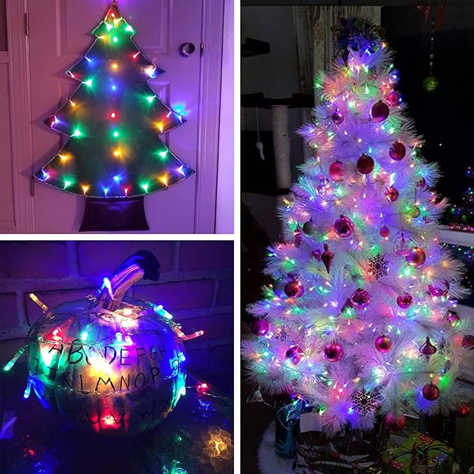 Cool White to Multicolor Color Changing 200 LED 66FT Connectable Christmas String Lights for Outdoor Indoor, 11 Modes Christmas Tree Clear Wire Fairy Waterproof Lights with Memory & Remote & Timer
