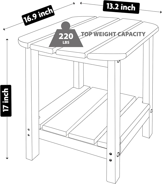 LZRS Double Adirondack Side Table, Outdoor Side Tables, End Tables for Patio, Backyard,Pool, Indoor Companion, Easy Maintenance & Weather Resistant(Orange)