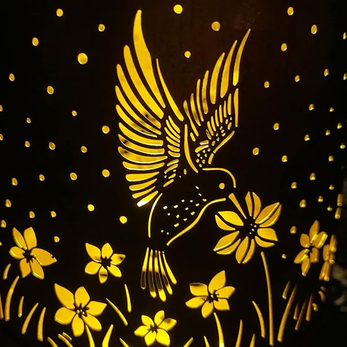 4 Pack Hummingbird Birthday Gifts for Women Mom Grandma Solar Lanterns Outdoor Waterproof Garden Decor Hanging LED Decorative Light for Patio Yard Lawn Gardening Gifts