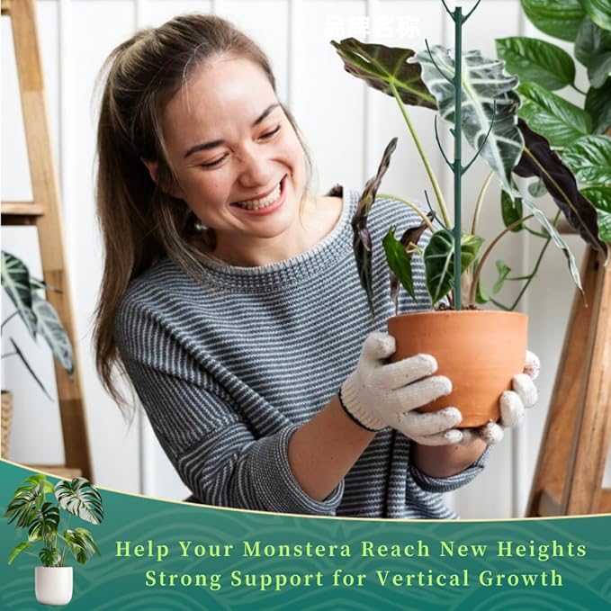 12 Pack Stackable Monstera Plant Support Stakes, 90inch Climbing Plant Sticks Structures with Garden Ties, Durable Alternative to Moss Pole for Indoor Outdoor Plants
