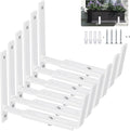 Y&M 6 Pack Adjustable Planter Brackets (6 to 12.5 in), Universal Window Box Brackets, Heavy Duty Iron Flower Box Wall Mounting Hooks for Balcony, Fences, Patio, and Garden - White