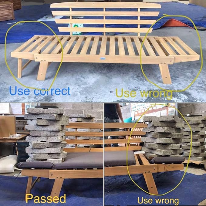 Tangkula Acacia Wood Patio Convertible Couch Sofa Bed with Adjustable Armrest, Outdoor Daybed with Cushion & Pillow, Turquoise & Navy Cushion Cover Sets, Folding Chaise Lounge Bench Ideal for Porch