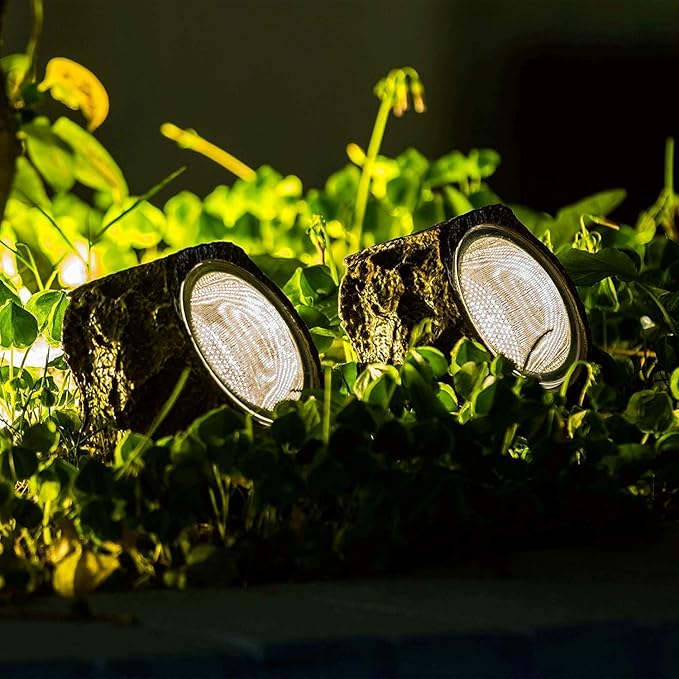 EiGreen Solar Garden Rock Lights Outdoor, 2 Pack 10 LED Waterproof Solar Powered Rock Light，Yard Landscaping Spotlights, for Indoor and Outdoor Decoration