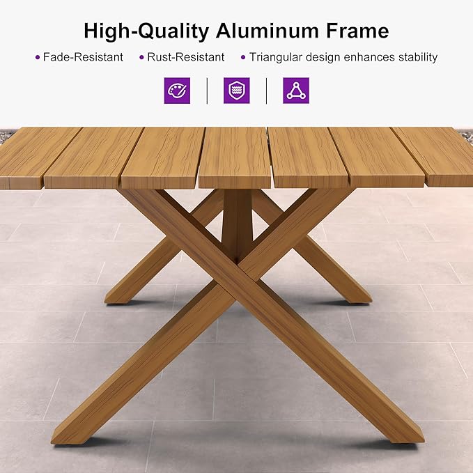 PURPLE LEAF 7 Pieces Patio Dining Set with Outdoor Aluminium Dining Table and Woven Chairs Modern Metal Furniture Cushions Sets for Garden Yard Indoor Decor Kitchen Teak