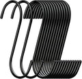 30 Pack 3.7 inch Length S Hooks Black Steel S Shaped Hooks for Hanging Jeans Pans Pots Plants Bags Towels Kitchen Closet Hooks Hanger, Fit The Rod Dia Less than1 inches