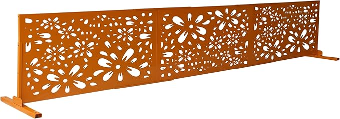 Oakland Living 6 ft. X 4 ft. Orange Freestanding Metal Privacy Screen Room Divider