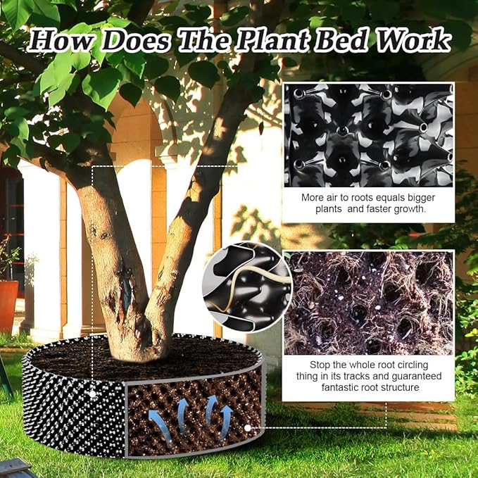 Air Pruning Containers 60 Gallon 2P New Plastic Nursery Pot Fruit Vegetable Garden Grow beds (4 ft Diameter), Black