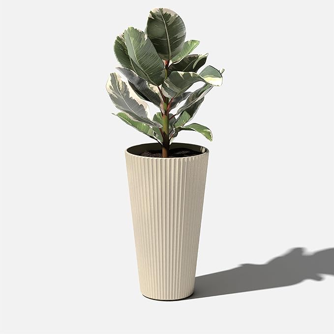 Veradek Demi Series Tall Planter for Porch, Patio, Backyard | Durable Plastic-Concrete Material | Modern Décor for Tall Plants, Grasses