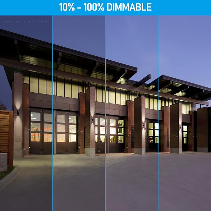 LEONLITE 5CCT Dimmable LED Up Down Wall Light, 100-277V, CRI 90+, IP65 Waterproof, 10%-100% Dimmable for Commercial Outdoor, 14 Inch Modern Porch Light, 2200K/2700K/3000K/4000K/5000K, Pack of 2