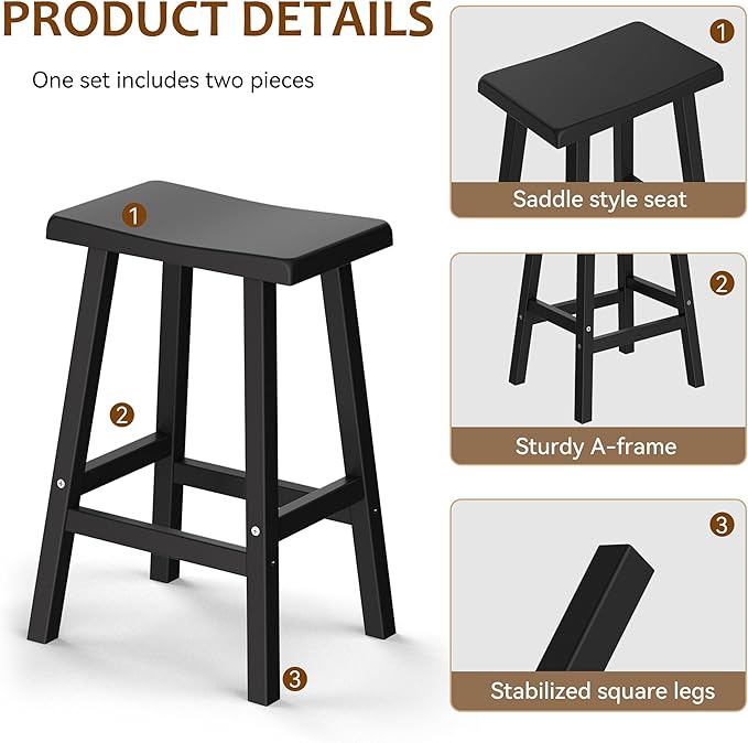 Outdoor Bar Stools,All-Weather Barstools for Patio, Balcony, or Kitchen Counter（29inch）
