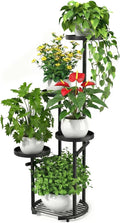 TOSKING 5 Tier Tall Plant Stand Indoor Outdoor, Heavy Duty Corner Plant Stand with Space-Saving Plant Shelf for Multiple Plants| Round Plant Table Design for Living Room Balcony Garden (Black, 38in)
