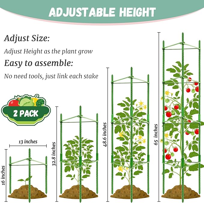 Legigo 2-Pack Tomato Cage for Garden Plant Support - Up to 48in Garden Stakes, Tomato Trellis for Potted Plants, Tomato Cages Plant Stakes for Climbing Vegetables & Flowers