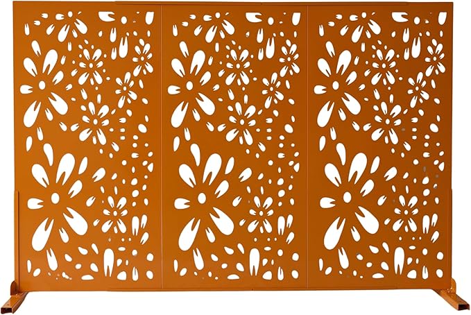 Oakland Living 6 ft. X 4 ft. Orange Freestanding Metal Privacy Screen Room Divider