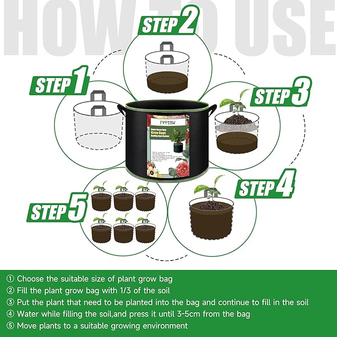 2-Pack 30 Gallon Plant Grow Bags, Thickened Nonwoven Fabric Pots with Handles,Sturdy Garden Planters Aeration Gardening Container to for Plants, Vegetables, and Flowers