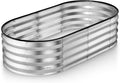 Plant & Plot Galvanized Raised Garden Beds Outdoor // 4×2×1 ft Planter Raised Bed for Gardening, Vegetables, Flowers // Large Metal Garden Box (Silver) // Patented Tool-Free Design