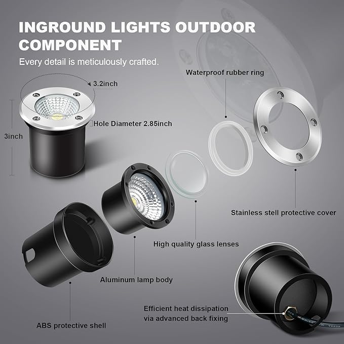 4 Pack 3w 12v Low Voltage In-ground Lights LED Landscape Light Waterproof IP67 Pathway Lights Outdoor spotlights Trees Flags for Garden,Yard,Tree (RGB)