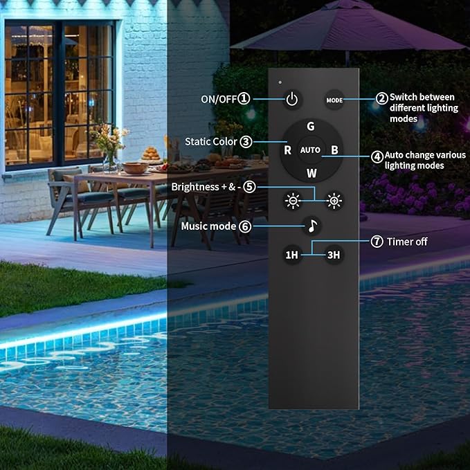 KSIPZE 100ft(2x50ft) Outdoor led Strip Lights Waterproof IP68, RGB Outdoor led Lights with Button & Bluetooth App Control, Music Sync, Timer, Exterior Led Rope Lights for Decor Balcony, Roof