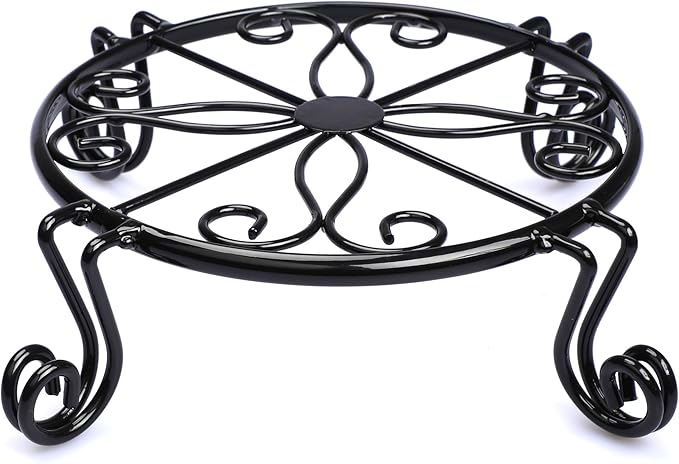 Black Plant Stand for Flower Pot Heavy Duty Potted Holder Indoor Outdoor Metal Rustproof Iron Garden Container Round Supports Rack for Planter Bronze, Pumpkin Stand Outdoor