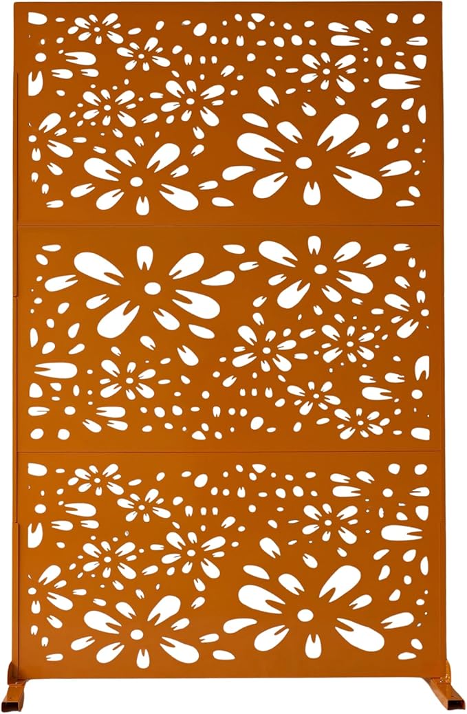 Oakland Living 6 ft. X 4 ft. Orange Freestanding Metal Privacy Screen Room Divider