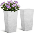 VEVOR Set of 2 Tall Planters for Outdoor Plants 23 inch, White Tall Planter for Indoor Plants, Modern Planters for Front Porch Patio Balcony, Plant Container Flower Pots with Built-in Drainage