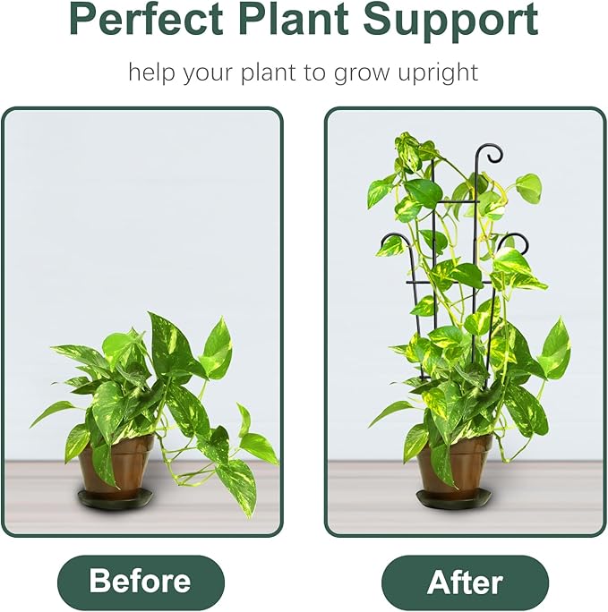 Coomin 23in Taller Plant Trellis for Climbing Plants Indoor, 4P Sturdy Houseplant Trellis for Potted Plants with Ties, Vine Plant Support for Monstera Pothos Ivy, Plant Decor